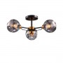 Lustra Gold Antic cu Negru si sticla fumurie 3xE27