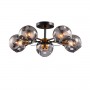 Lustra Gold Antic cu Negru si sticla fumurie 5xE27