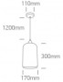 Pendul cu sticla fumurie Crom Inchis 1xE27 h300mm