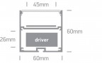 Profil LED iluminat Linear Suspendat 45xh60mm Gri