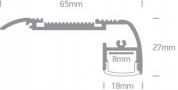 Profil Banda LED Trepte Negru cu insertie de cauciuc