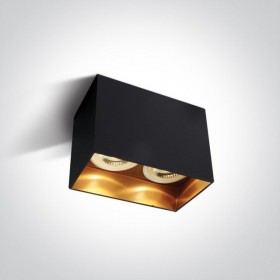 Spot Aplicat pe tavan Negru cu Gold cu doua becuri