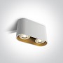 Spot Aplicat pe Tavan Alb cu Gold Dublu cu doua becuri GU10