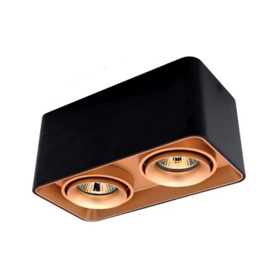 Spot Aplicat pe tavan Negru cu Gold cu doua becuri 2xGU10