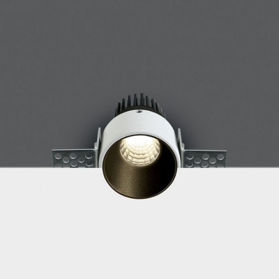 mini spot led trimless montaj incastrat in tavan, negru, fara rama exterioara vizibila, bucatarie, living, dormitor si hol