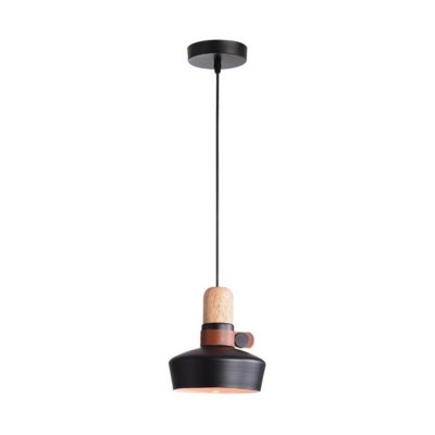 Lustra 1XE27 neagra lemn mat