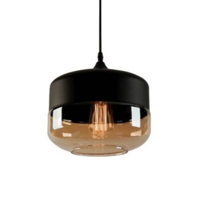 Lustra sticla transparenta sampanie-Negru mat 1XE27