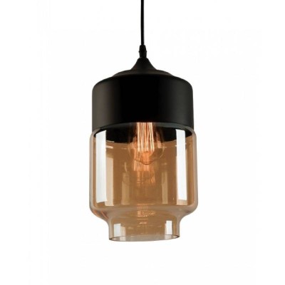 Lustra Negru mat-sticla transparenta sampanie 1XE27