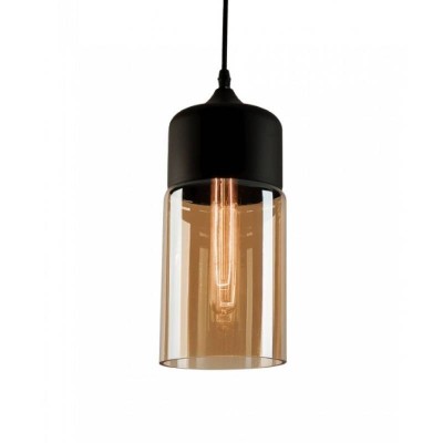 Lustra Negru mat sticla transparenta sampanie 1XE27