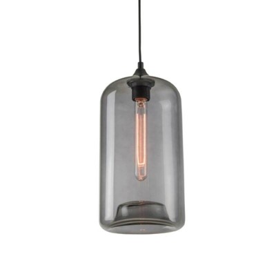 Lustra sticla transparenta gri 1XE27