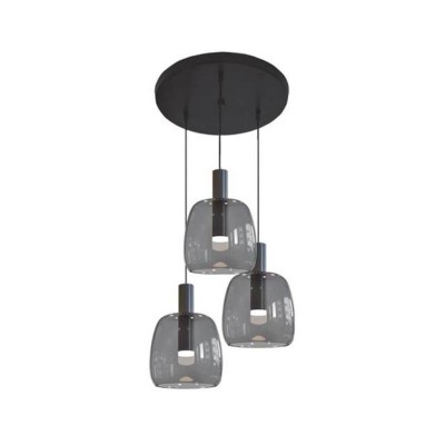 Lustra LED Moderna 3x5W lumina Calda cu sticla fumurie