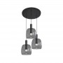 Lustra LED Moderna 3x5W lumina Calda cu sticla fumurie