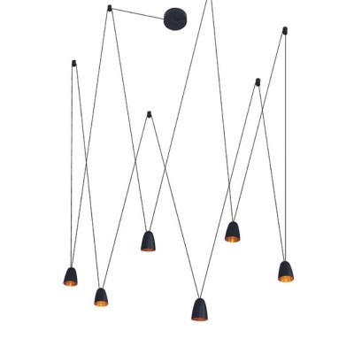 Lustra LED dimabila 6x7W lumina Calda Negru mat Gold