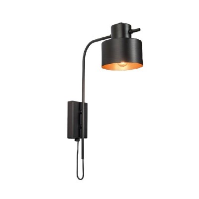 Aplica perete interior cu E14 Negru mat reflector cupru