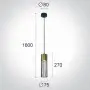 Pendul Negru cu Auriu D75mm H1600mm