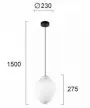 Pendul Sticla Alb D230mm H1500mm