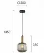 Pendul Sticla Auriu cu Neagra D200mm D1100mm