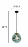 Pendul Sticla Fumuriu Auriu D250mm D1270mm