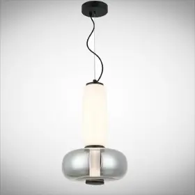 Pendul LED Sticla Alb cu Neagra D320mm H1500mm
