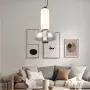 Pendul LED Sticla Alb cu Neagra D320mm H1500mm