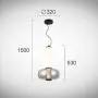 Pendul LED Sticla Alb cu Neagra D320mm H1500mm