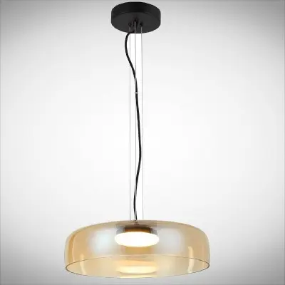 Pendul LED Sticla Auriu D420mm H1500mm