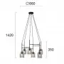 Lustra Neagra cu Auriu D660mm H1420mm