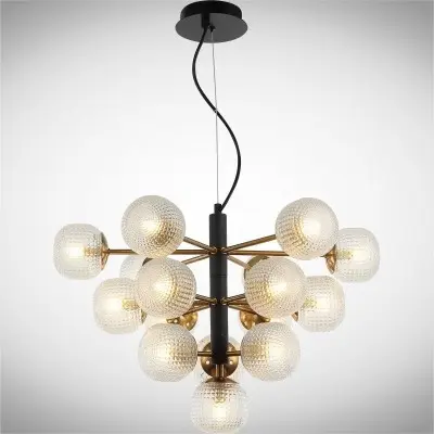 Lustra Cristal Neagra cu Auriu D585mm H1500mm