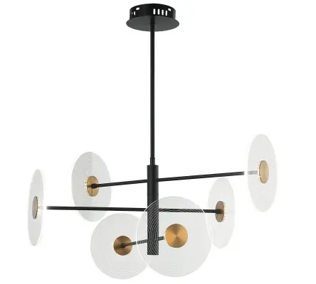 Lustra LED Neagra 14W 3000K cu Auriu W 3000K D690mm H640mm