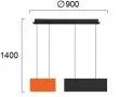 Lustra LED Neagra 23.5W 3000K cu Rosu D900mm H1200mm
