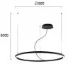 Lustra LED Neagra 46W 3000K D900mm H5000mm