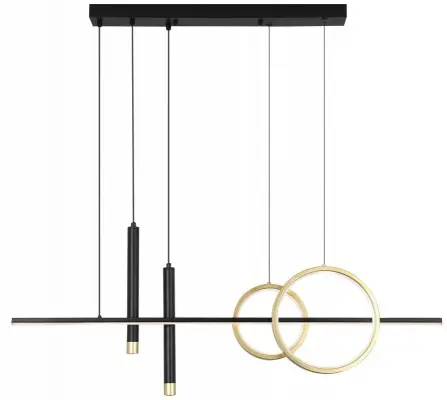 Lustra LED Aurie cu Negru 23W 3000K L1000mm H1400mm