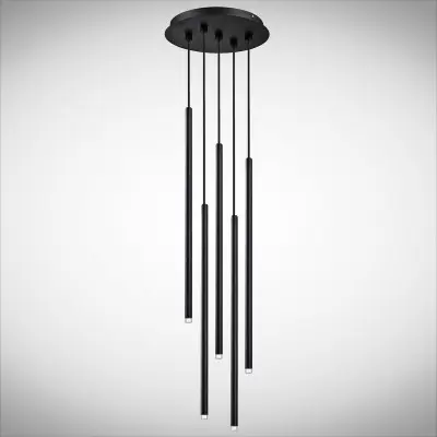 lustra led Neagră  pentru hol si casa scarii, inalta, lustra tip pendul