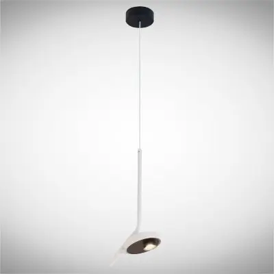 Pendul LED Negru 7W 3000K cu Alb D100mm H2000mm