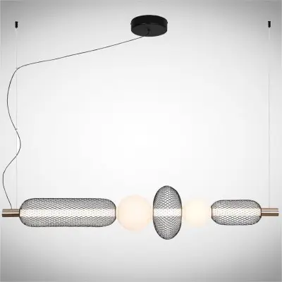 Lustra LED Aurie cu Negru 28W 3000K L1130mm H1375mm