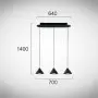Lustra LED Negru 28W 3000K L700mm H1400mm