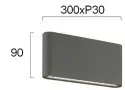 Aplica Perete Exterior Antracit 22W 3000K L300mm H90mm