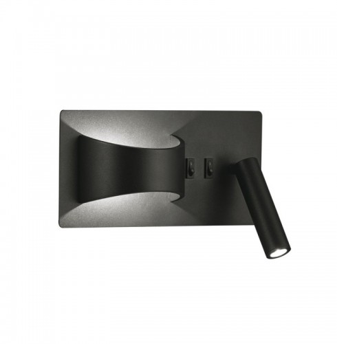 Aplica LED  Neagra cu Intrerupator pe Doua Zone