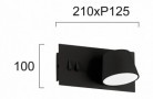 Aplica LED  Neagra cu Intrerupator, 3000K