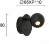 Aplica LED  Neagra cu Intrerupator D90mm