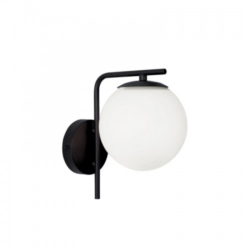 Aplica  Neagra cu Sticla Alba Tip Glob 1xE14