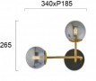 Aplica  Aurie cu Sticla Fumurie 2xG9