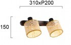Aplica  Neagra cu Ratan 2xE14