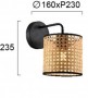 Aplica  Neagra cu Ratan Negru la Capete 1xE27