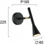 Aplica  Neagra cu Auriu Conica, Orientabila 1xGU10