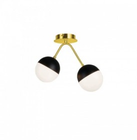 Plafoniera Rotunda Aurie Cu Negru Tip Glob Dulie 2xG9