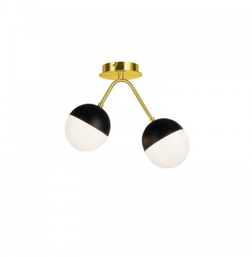 Plafoniera Rotunda Aurie Cu Negru Tip Glob Dulie 2xG9