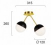 Plafoniera Rotunda Aurie Cu Negru Tip Glob Dulie 2xG9