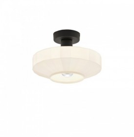 Plafoniera Rotunda Neagra cu Sticla 1xE27
