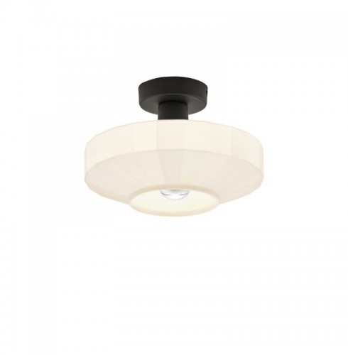 Plafoniera Rotunda Neagra cu Sticla 1xE27